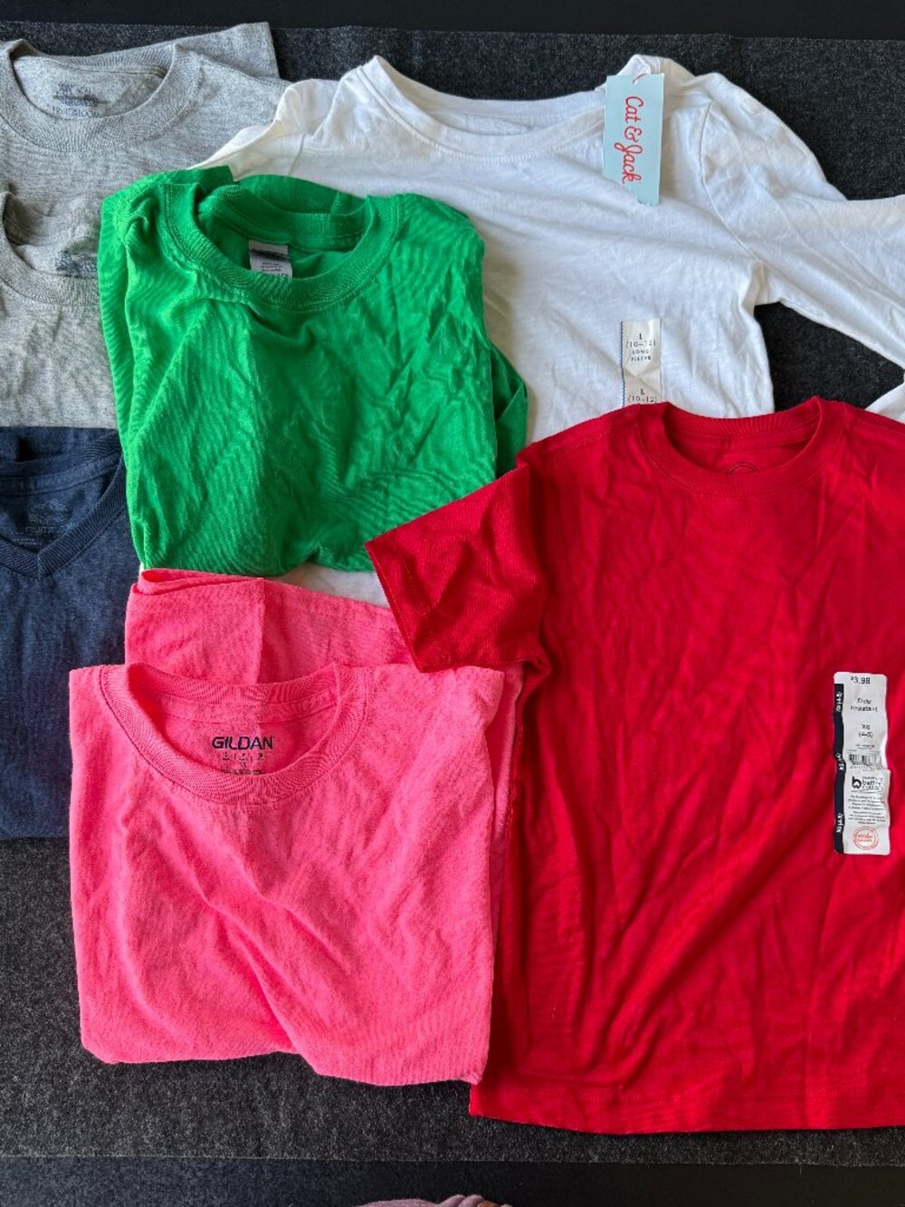 Kids T Shirt Bundle 7pc Mixed Sizes Blank Tees